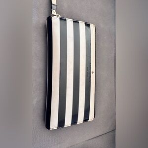 Kate Spade Black and Cream Striped Clutch Wallet